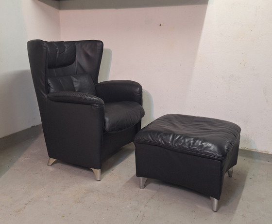 De Sede DS-23 Poltrone + Pouf, Pelle Nera, Nero (foto 4 di 10)