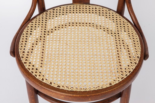 Vintage Bentwood Chair by Fischel Austria 1940s-1950s | Restored Beech Wood & New Rattan Seat | Desk or Dining Chair