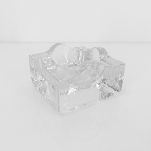 Cendrier sculptural en verre clair, modèle Puzzle, design Bertil Vallien, Boda-Åfors, Suède, circa 1970