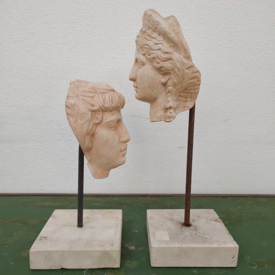 Image 1 of Portretkop, buste, beeld van Apollo en Juno. Gips SET PRIJS