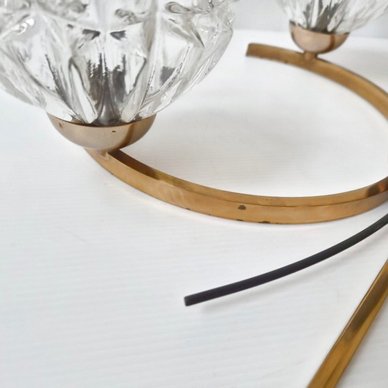 Image 1 of Vintage 1950s Arlus House Pendant Light in Gilded Brass, Metal & Glass