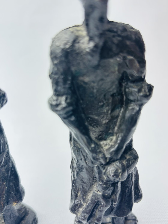 Image 1 of Raro set di 4 sculture in bronzo – Corry Ammerlaan – van Niekerk (CAN) incluse 2× ragazza con peluche