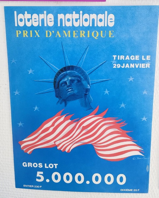 Image 1 of Nueve carteles ilustrados de la lotería nacional francesa de la década de 1970