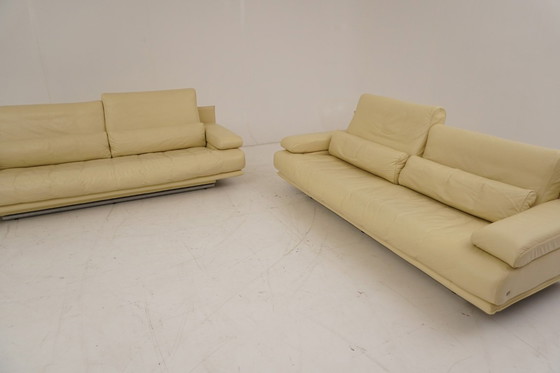Image 1 of Ensemble canapés Rolf Benz 6500, 2 canapés 3 places, cuir beige, classique