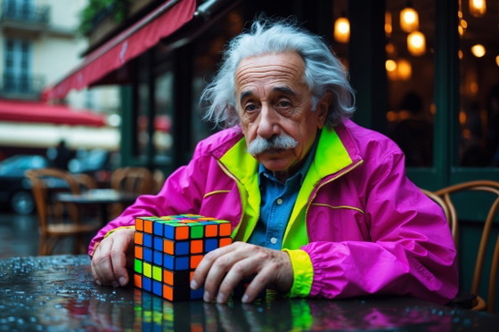 Image 1 of Printed and framed photograph / decorative frame / Limited edition / Signed / Einstein in Paris