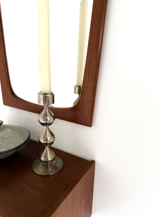 Image 1 of Vintage Danish teak mirror + hallway cabinet, CFC Silkeborg ‘60