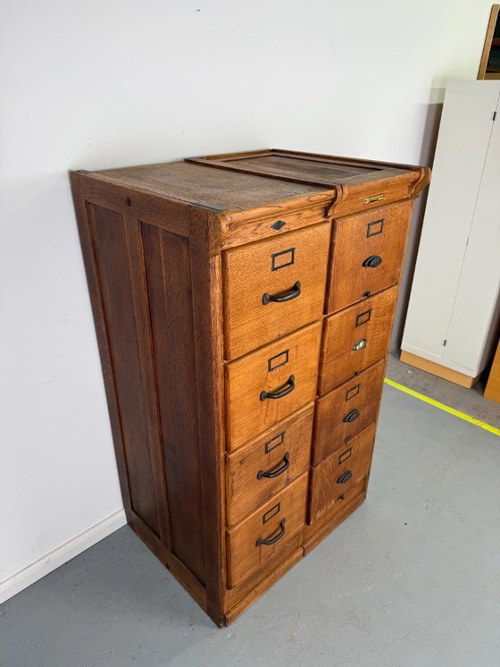 Image 1 of Rare Art Deco filing cabinet made of solid oak