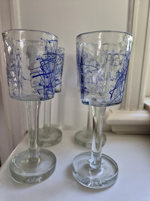 Ensemble de 4 verres uniques soufflés à la main en Estonie – Verre d'art nordique