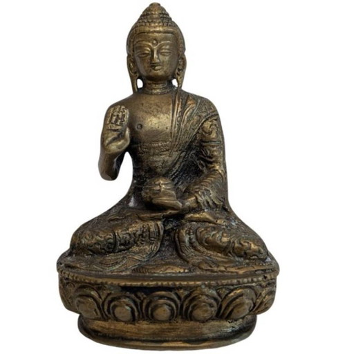 Antique Sino-Himalayan Bronze Buddha in Abhaya Mudra – decoratieve objecten
