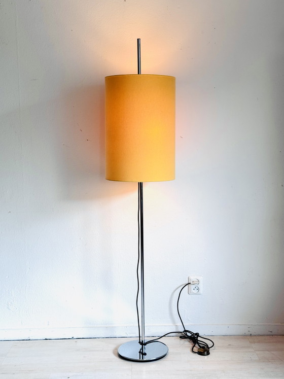 Vintage Minimalist Floor Light Staff Leuchten 1960 – Chrome, Textile (photo 5 of 12)