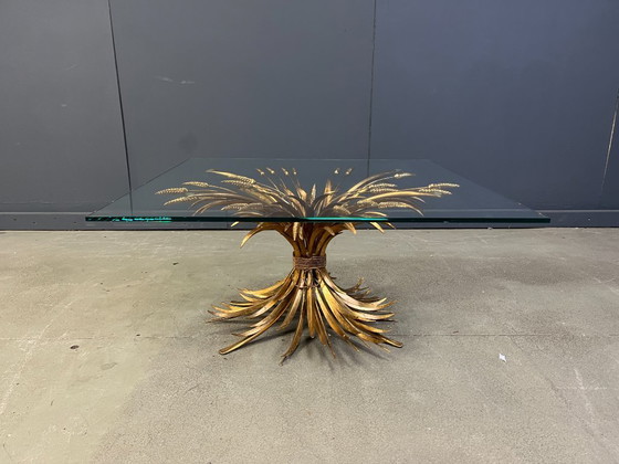 Image 1 of Vintage gilt metal sheaf of wheat coco chanel coffee table, 1960s