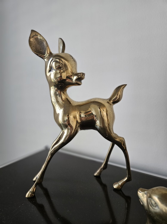 Image 1 of Brass Bambi set of 3
