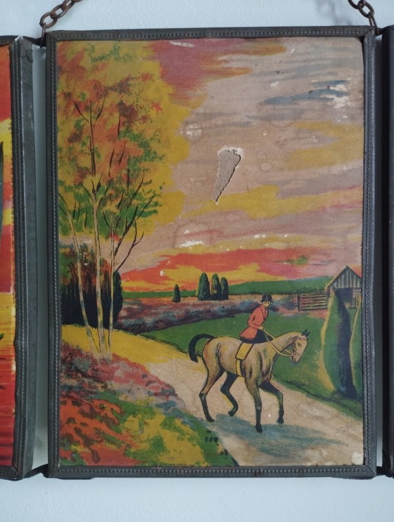 Image 1 of Antiguo espejo de barbero tríptico pequeño