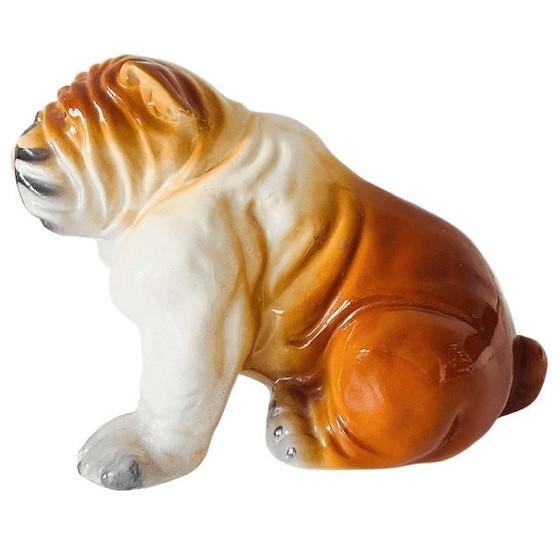 Image 1 of Vintage mid-century dog figurine English Bulldog dog statue ceramic 1960s