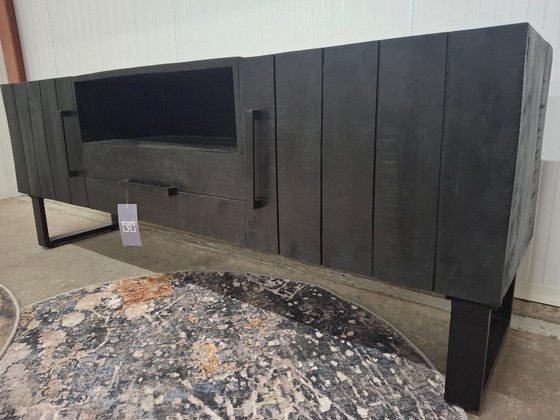 Image 1 of Mueble de TV de madera de mango con base de metal, nuevo