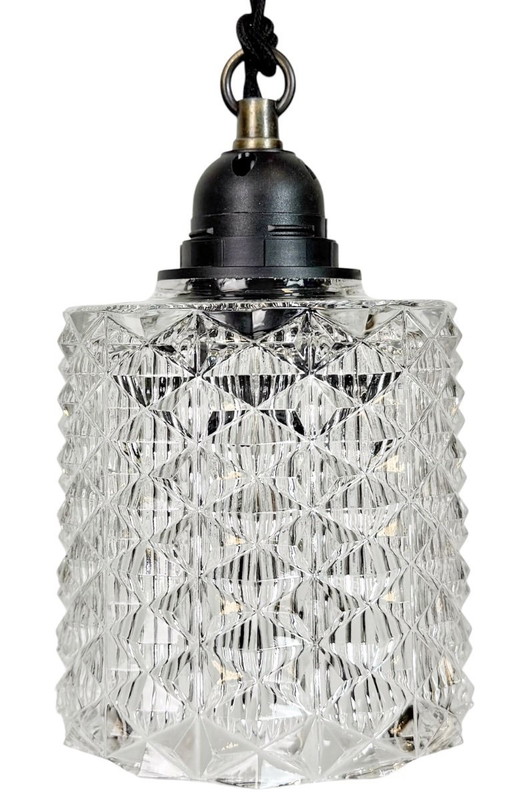 Vintage-Deckenleuchte aus geschliffenem Glas, 1970er Jahre