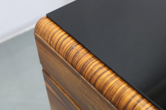 Image 1 of Pair 1930s Czech Art Deco Walnut Nightstands