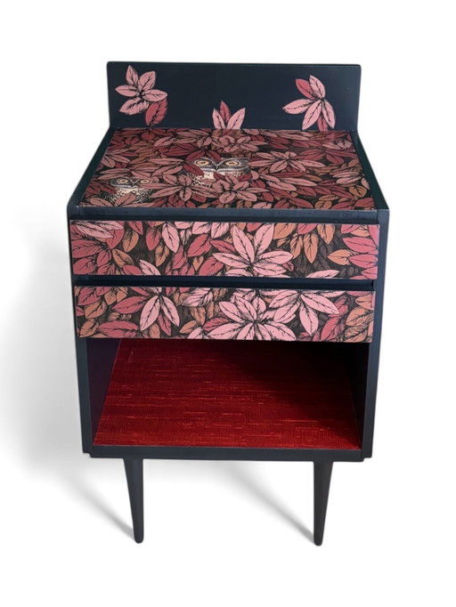 Vintage cabinet covered with Fornasetti Foglie e Civette | The Vintage Vibe