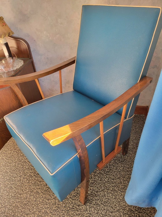 Vintage Cocktail Chair in Petrol Blue Faux Leather – 1950s – Couches, Skai (photo 5 of 5)