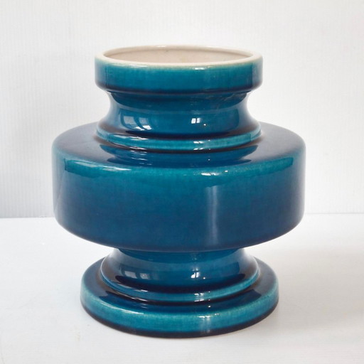 Vintage German vase from 1960 in blue ceramic by Cari Zalloni for Steuler 60s