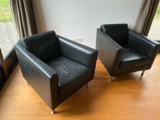 Image 1 of Poltrone Minotti in pelle nera