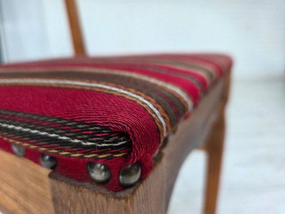 Image 1 of Anni '60, set di 4 sedie da pranzo danesi, mobili in lana, legno massello di rovere.