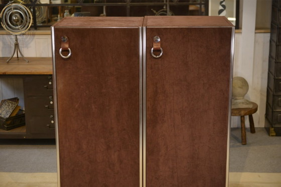 Image 1 of Twee kledingkasten van Guido Faleschini, geproduceerd door Mariani voor Hermès, jaren 70.