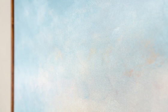 Large Original Framed Blue Abstract Landscape Painting, Textured Acrylic Canvas - The Crossing (photo 18 of 25)