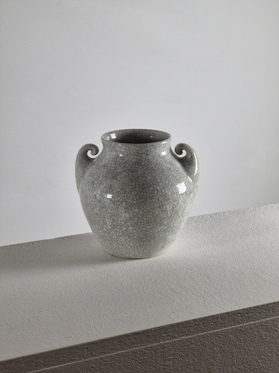 Vintage Mid Century Amphora Porcelain Vase Craquelé VEB Liäichte – VEB Lichte, Vazen (photo 8 of 10)