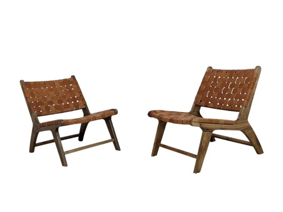 Deux fauteuils marocains en cuir (photo 2 of 12)