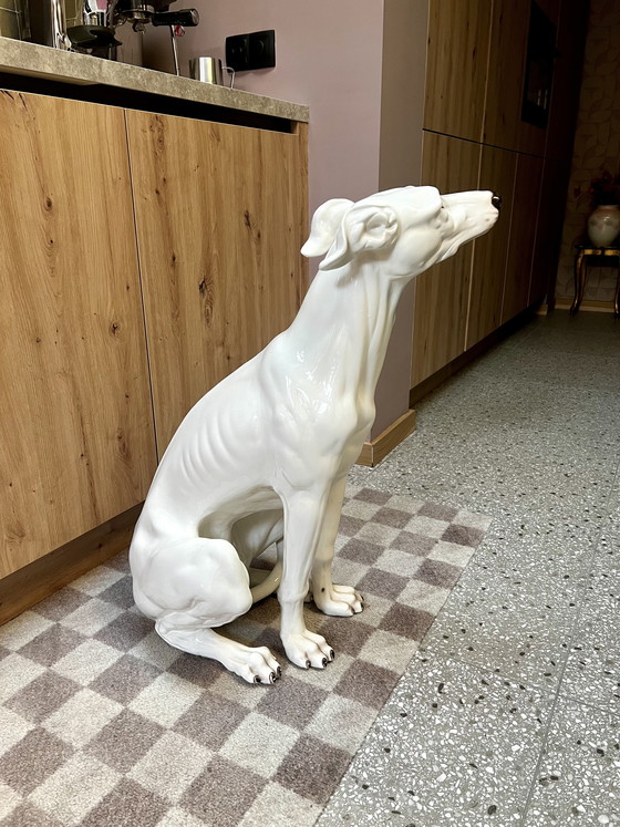 Image 1 of Statua vintage di levriero XL, realizzata in Italia.