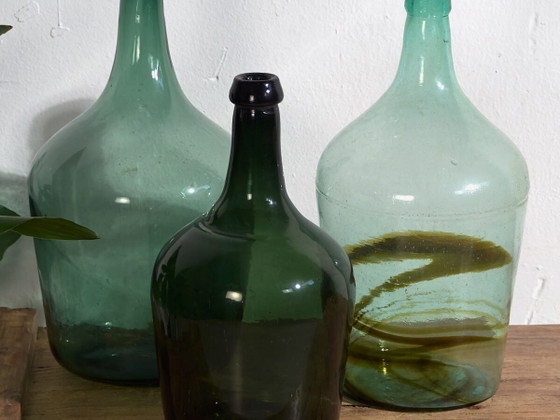 Set of antique demijohns (c.1920). Set of 3 pieces #10 – Glass & Decanter, Glass (photo 2 of 10)