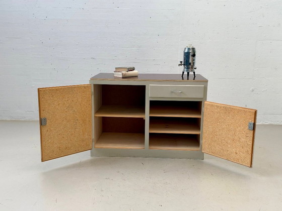 Vintage Sideboard – Industrial Design, Grey & Brown – Wood (photo 4 of 12)