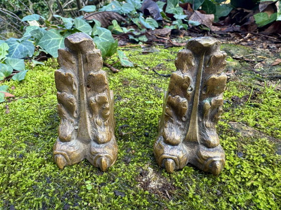 2 bronzen klauwvoet meubelornamenten Art Nouveau – Beeldhouwkunst, Brass (photo 2 of 7)
