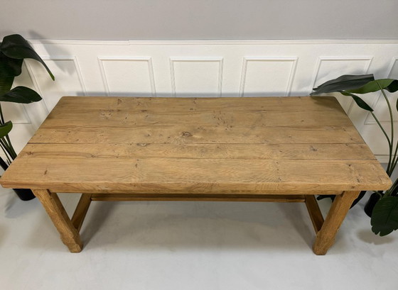 Image 1 of Table de ferme, table de domestique, table de taverne, table ancienne, bois d'orme
