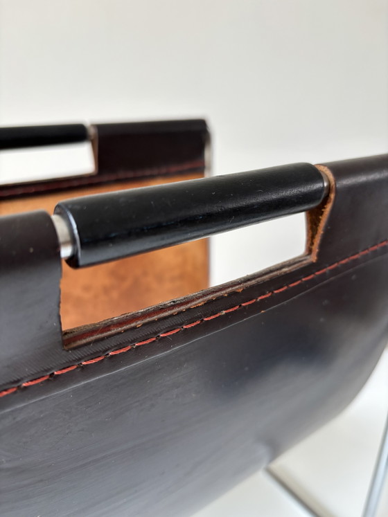 Revistero Brabantia de cuero negro, años 70 – Leather, Metal (photo 7 of 9)