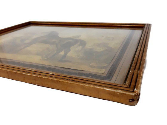 Image 1 of "Un arabo presenta una cavalla" - Stampa artistica con cornice d'epoca