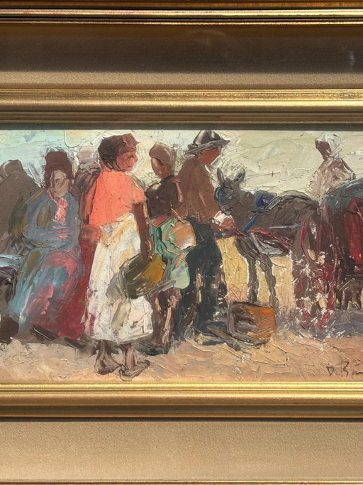 Oil Painting on Board of Figures by Danilo Barghigiani 1960s – schilderijen tekeningen (photo 2 of 8)