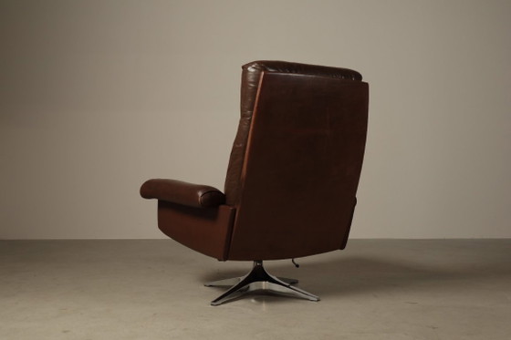 Image 1 of Sillón reclinable giratorio de cuero DS-31 de De Sede, Suiza, década de 1970.