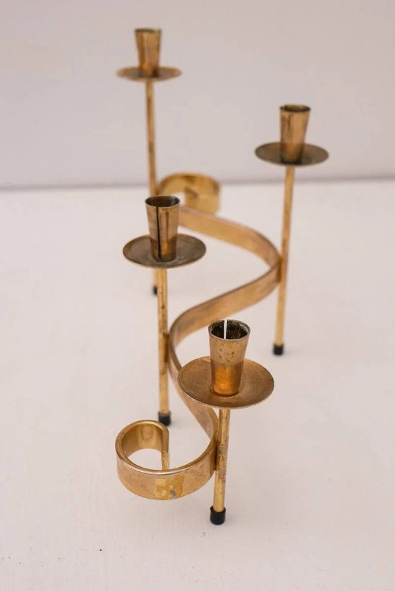 Image 1 of Chandeliers en métal de style moderne du milieu du siècle, conçus par Gunnar Ander pour Ystad-Metall, Suède, années 1960