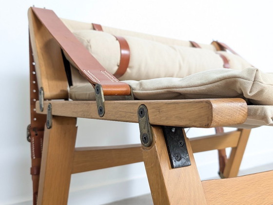 Image 1 of Fauteuil danois avec sangles en toile et cuir, XXe siècle