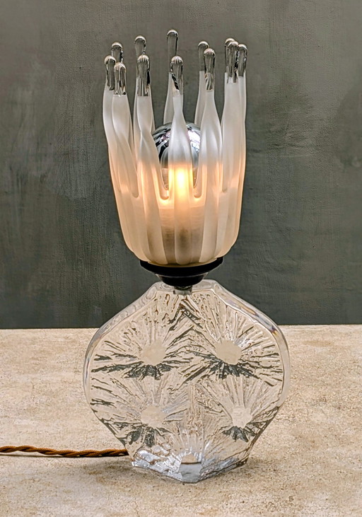 Daum France Crystal "Crater" Table Lamp