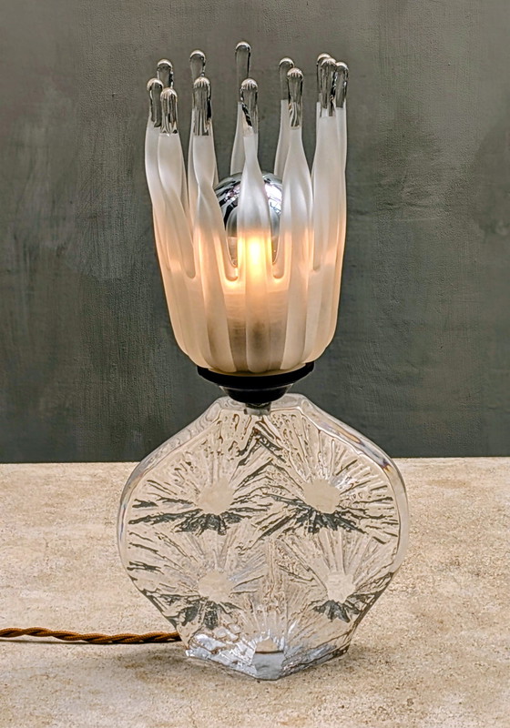 Image 1 of Daum France Crystal "Crater" Table Lamp