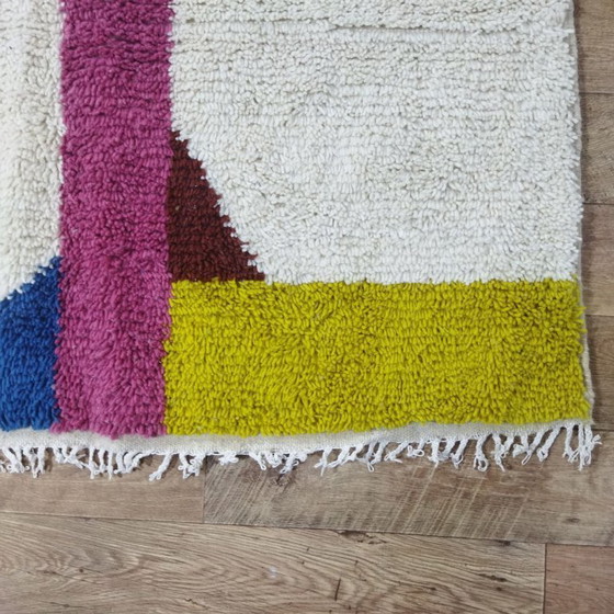 Image 1 of Handmade Moroccan Berber Rug – Modern Abstract Wool Carpet (245 × 150 cm)