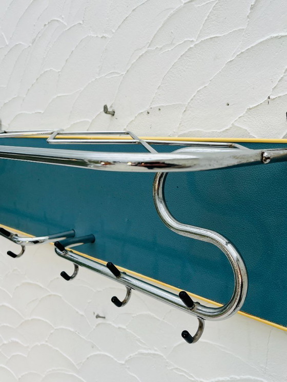 Image 1 of Appendiabiti da parete vintage blu e cromato