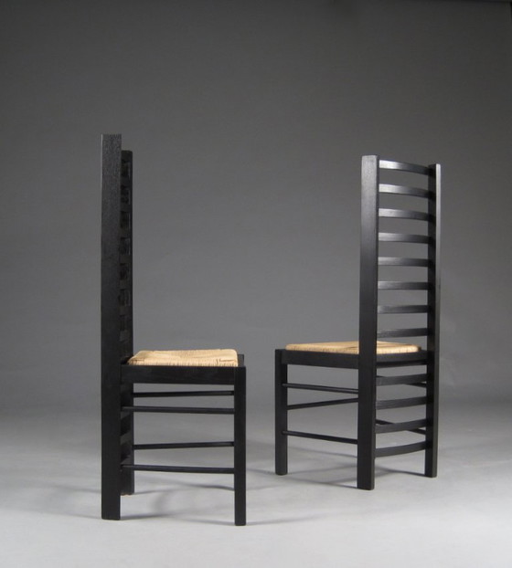 2 Chaises, Reproduction, Ladderback Chair, Charles Rennie Mackintosh, Neuf – Fauteuils, Wood, Textile (photo 3 of 5)