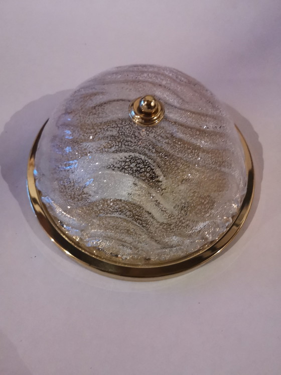 Image 1 of Plafondlamp van mat glas uit het midden van de 20e eeuw van Fischer, vintage uit de jaren 70.