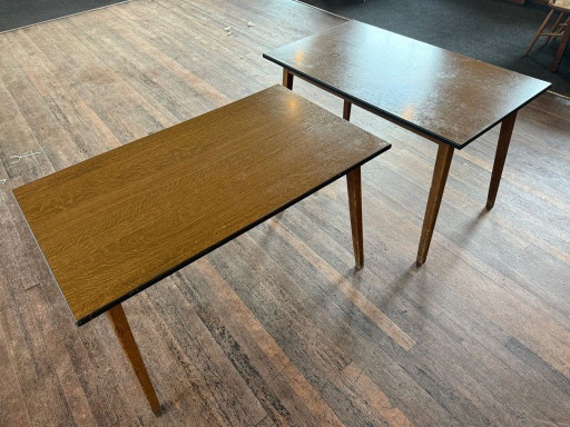 6 x brown formica cafe tables from the 1970s