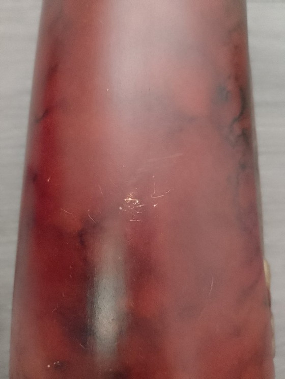 Image 1 of 30cm cylindrical vase attributed to the Montjoye Legras crystal factory, enameled jewel and gold, flat ground neck