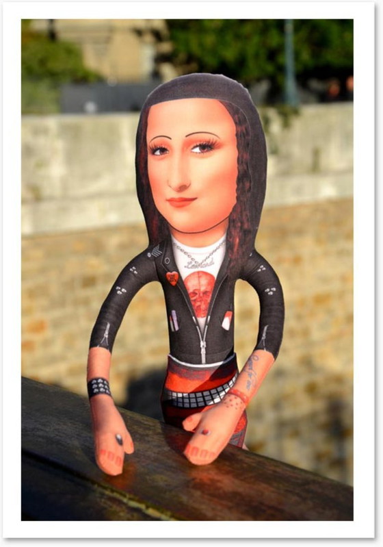 Image 1 of Cadeau met Mona Lisa-steenmotief | Decoratie met rotskunst | Kunstpop als verzamelobject | Stoer cadeau voor kunstliefhebbers